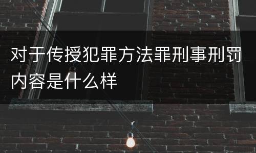 对于传授犯罪方法罪刑事刑罚内容是什么样
