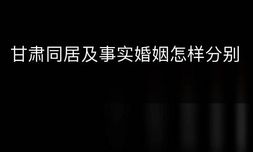 甘肃同居及事实婚姻怎样分别