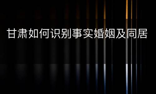 甘肃如何识别事实婚姻及同居