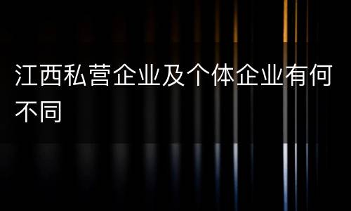 江西私营企业及个体企业有何不同