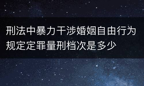 刑法中暴力干涉婚姻自由行为规定定罪量刑档次是多少