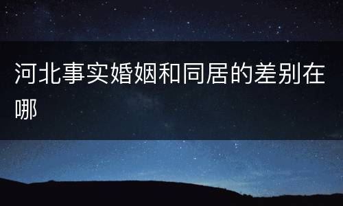 河北事实婚姻和同居的差别在哪