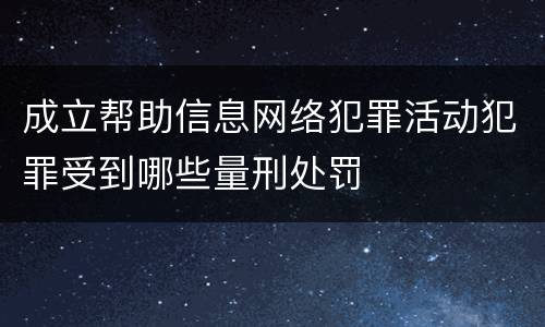 成立帮助信息网络犯罪活动犯罪受到哪些量刑处罚