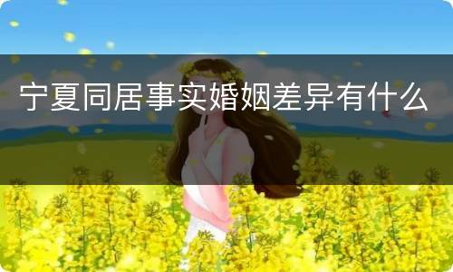 宁夏同居事实婚姻差异有什么