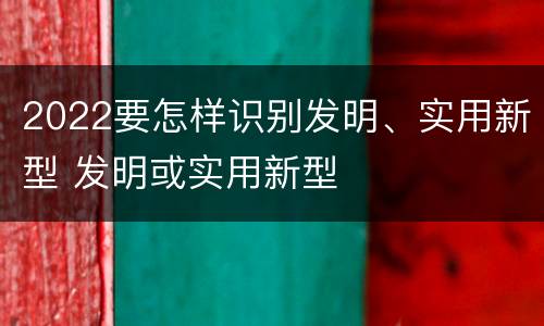 2022要怎样识别发明、实用新型 发明或实用新型
