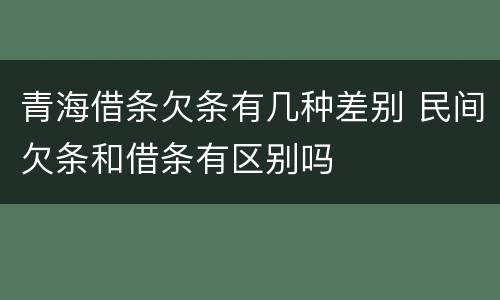 青海借条欠条有几种差别 民间欠条和借条有区别吗