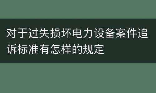 对于过失损坏电力设备案件追诉标准有怎样的规定