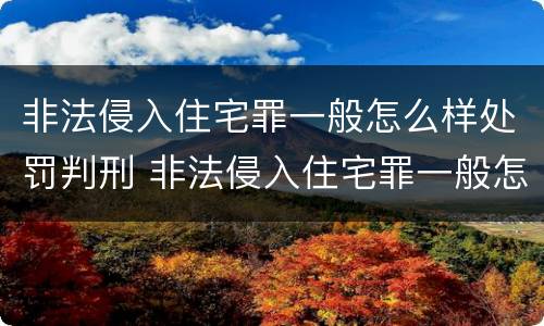 非法侵入住宅罪一般怎么样处罚判刑 非法侵入住宅罪一般怎么样处罚判刑的