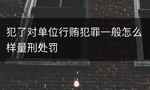 犯了对单位行贿犯罪一般怎么样量刑处罚