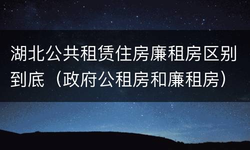 湖北公共租赁住房廉租房区别到底（政府公租房和廉租房）