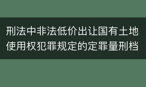 刑法中非法低价出让国有土地使用权犯罪规定的定罪量刑档次是什么