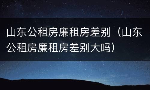 山东公租房廉租房差别（山东公租房廉租房差别大吗）