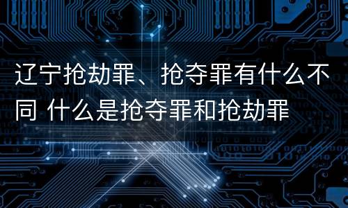 辽宁抢劫罪、抢夺罪有什么不同 什么是抢夺罪和抢劫罪