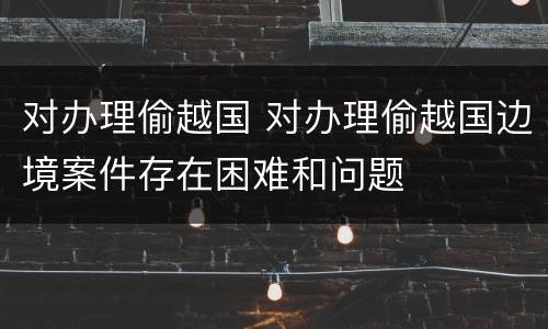 对办理偷越国 对办理偷越国边境案件存在困难和问题