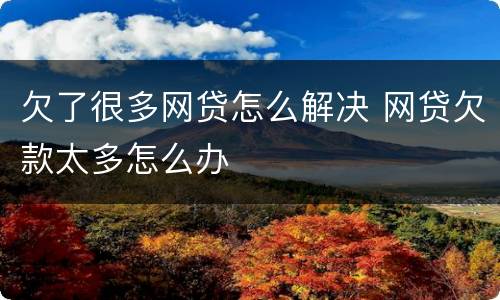 欠了很多网贷怎么解决 网贷欠款太多怎么办