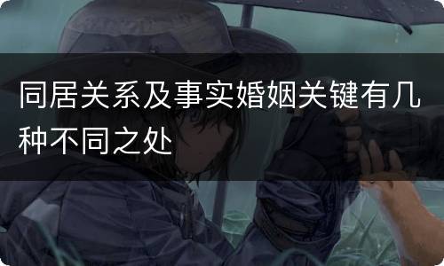 同居关系及事实婚姻关键有几种不同之处