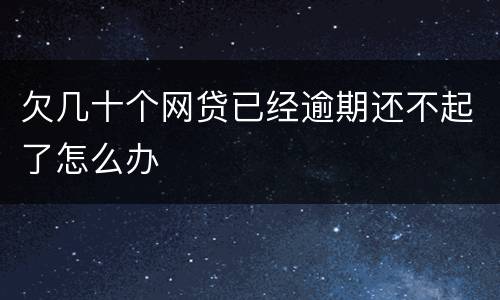 欠几十个网贷已经逾期还不起了怎么办