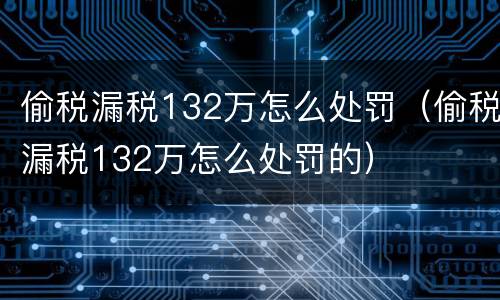 偷税漏税132万怎么处罚（偷税漏税132万怎么处罚的）