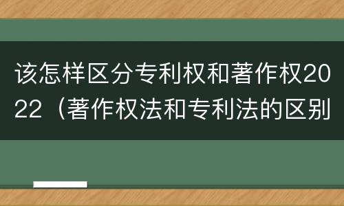 该怎样区分专利权和著作权2022（著作权法和专利法的区别）