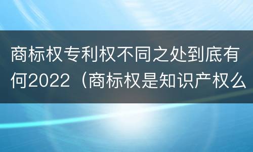 商标权专利权不同之处到底有何2022（商标权是知识产权么）