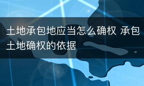 土地承包地应当怎么确权 承包土地确权的依据