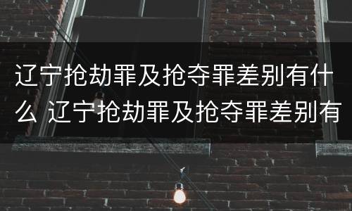 辽宁抢劫罪及抢夺罪差别有什么 辽宁抢劫罪及抢夺罪差别有什么规定