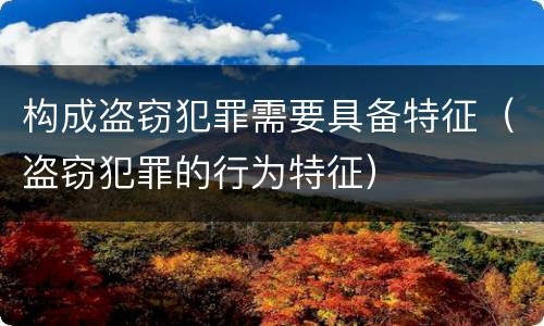 构成盗窃犯罪需要具备特征（盗窃犯罪的行为特征）