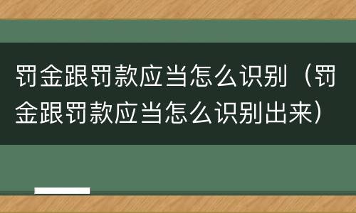 罚金跟罚款应当怎么识别（罚金跟罚款应当怎么识别出来）