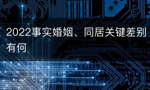 2022事实婚姻、同居关键差别有何