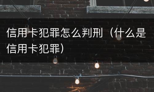 信用卡犯罪怎么判刑（什么是信用卡犯罪）