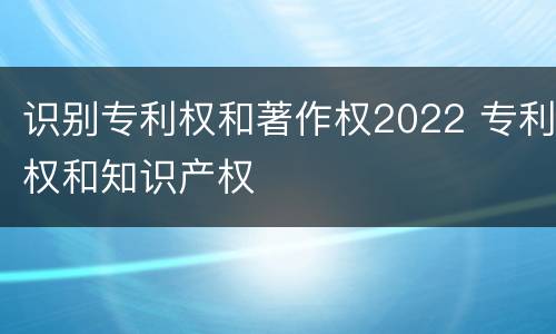 识别专利权和著作权2022 专利权和知识产权