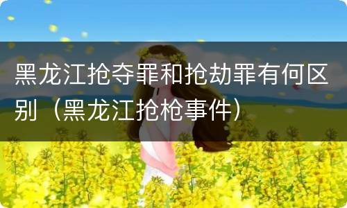 黑龙江抢夺罪和抢劫罪有何区别（黑龙江抢枪事件）