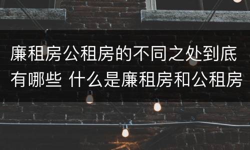 廉租房公租房的不同之处到底有哪些 什么是廉租房和公租房两个有什么特点