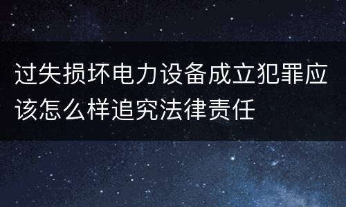 过失损坏电力设备成立犯罪应该怎么样追究法律责任