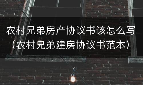农村兄弟房产协议书该怎么写（农村兄弟建房协议书范本）