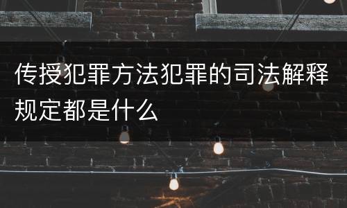 传授犯罪方法犯罪的司法解释规定都是什么