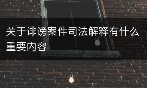 关于诽谤案件司法解释有什么重要内容