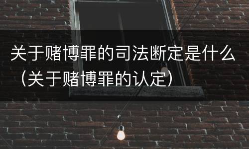 关于赌博罪的司法断定是什么（关于赌博罪的认定）