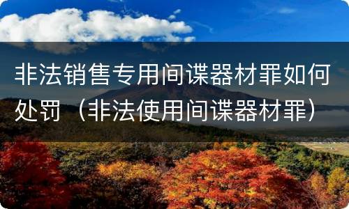 非法销售专用间谍器材罪如何处罚（非法使用间谍器材罪）
