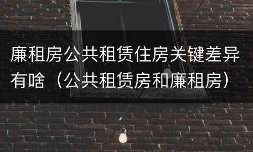 廉租房公共租赁住房关键差异有啥（公共租赁房和廉租房）