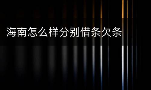 海南怎么样分别借条欠条