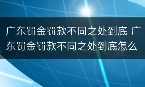 广东罚金罚款不同之处到底 广东罚金罚款不同之处到底怎么算