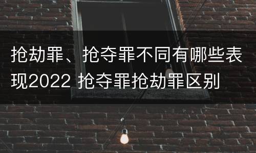 抢劫罪、抢夺罪不同有哪些表现2022 抢夺罪抢劫罪区别