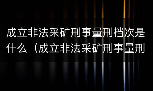 成立非法采矿刑事量刑档次是什么（成立非法采矿刑事量刑档次是什么标准）