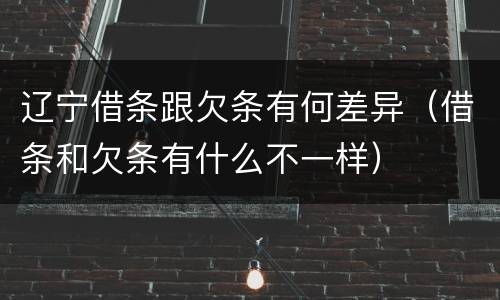 辽宁借条跟欠条有何差异（借条和欠条有什么不一样）