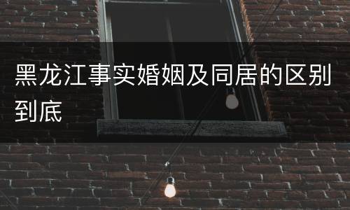 黑龙江事实婚姻及同居的区别到底