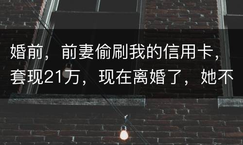 婚前，前妻偷刷我的信用卡，套现21万，现在离婚了，她不愿意还这个钱，我能起诉吗