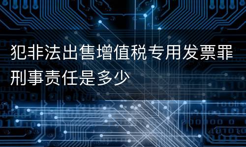 犯非法出售增值税专用发票罪刑事责任是多少
