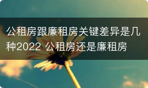 公租房跟廉租房关键差异是几种2022 公租房还是廉租房