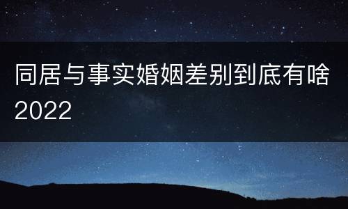 同居与事实婚姻差别到底有啥2022